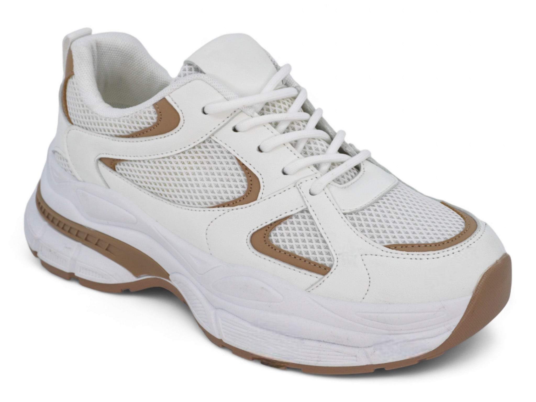 Women's White & Beige Chunky Sneaker