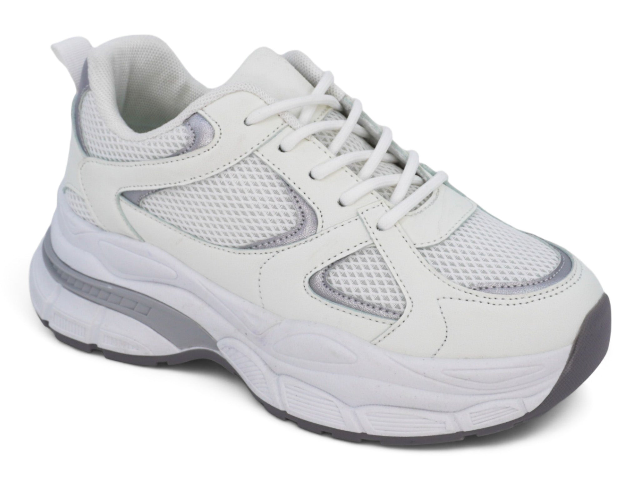 Women's White & Silver Chunky Sneaker