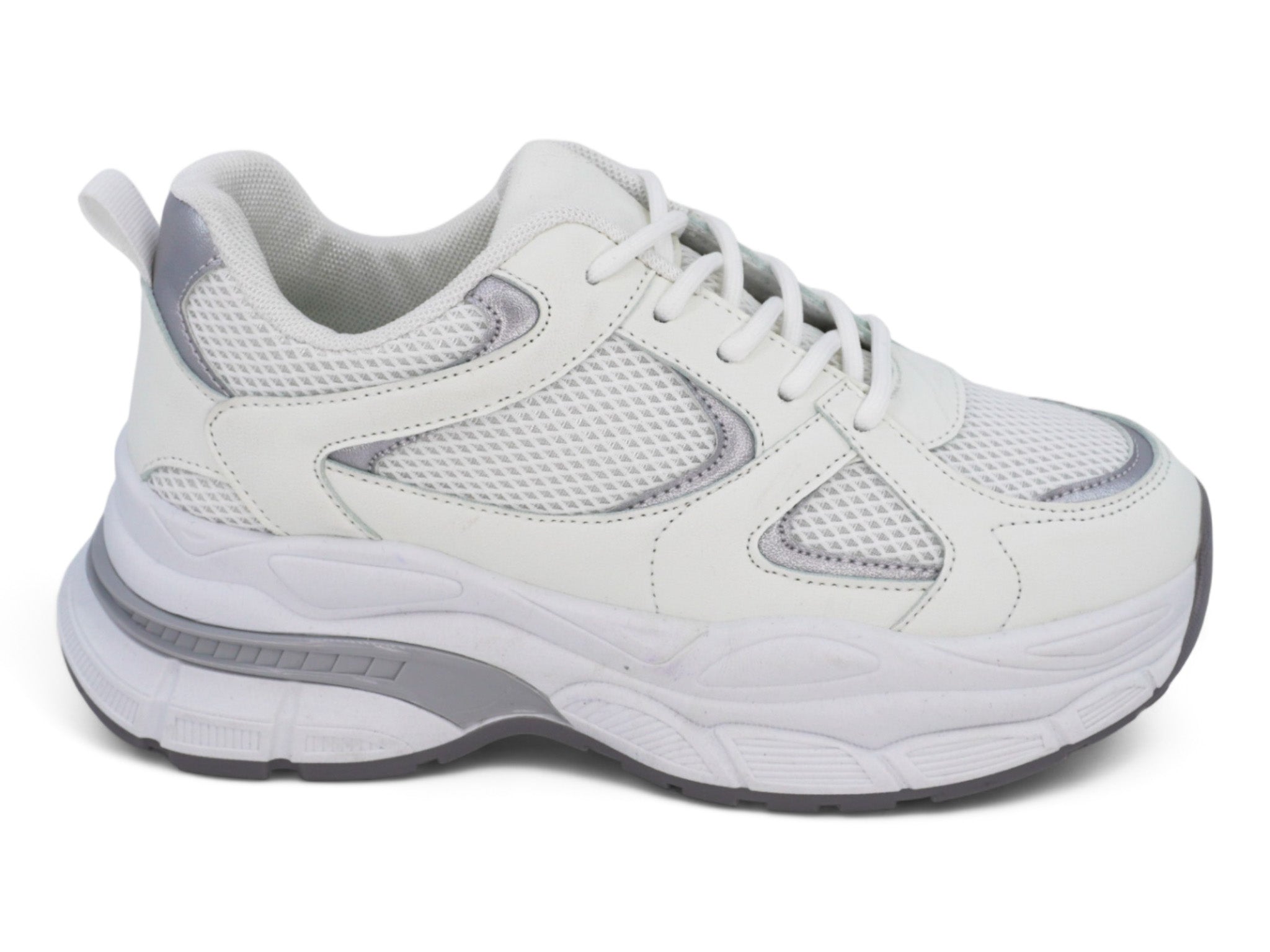 Women's White & Silver Chunky Sneaker