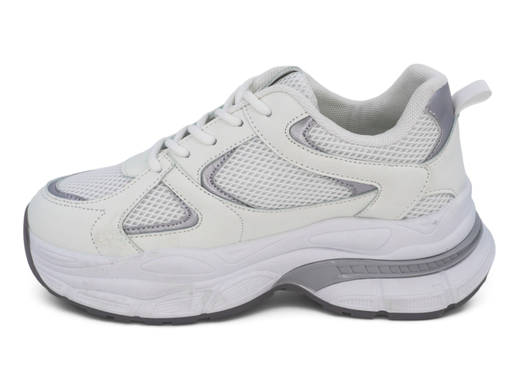 Women's White & Silver Chunky Sneaker