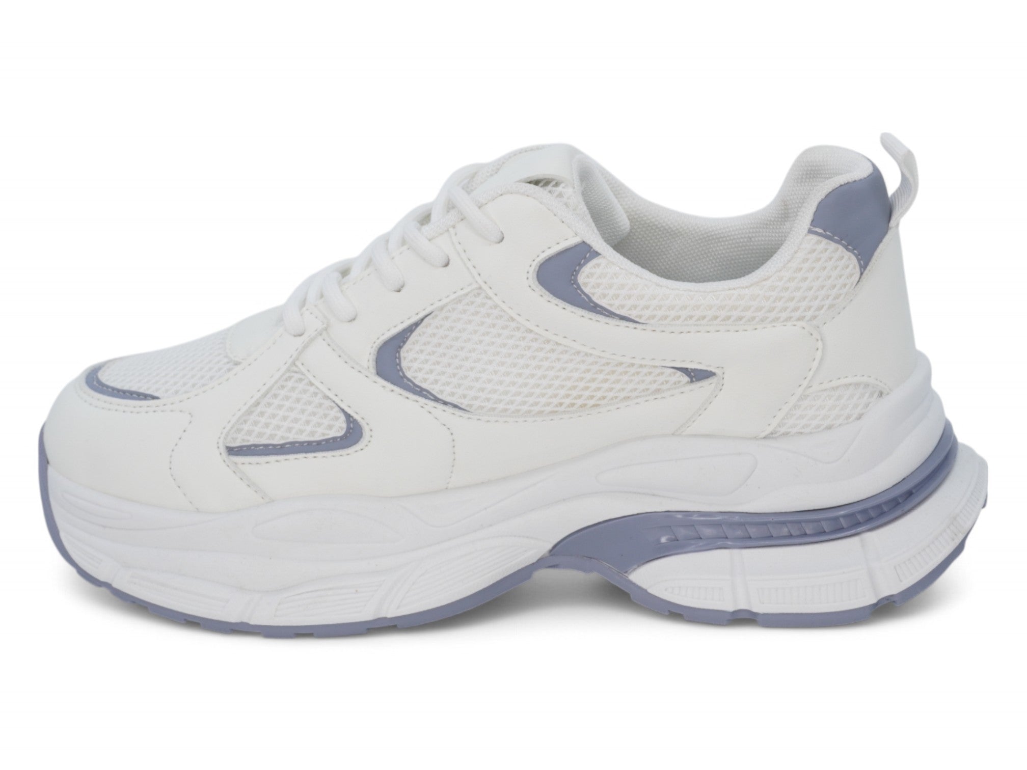 Women's White & Blue Platform Sneaker