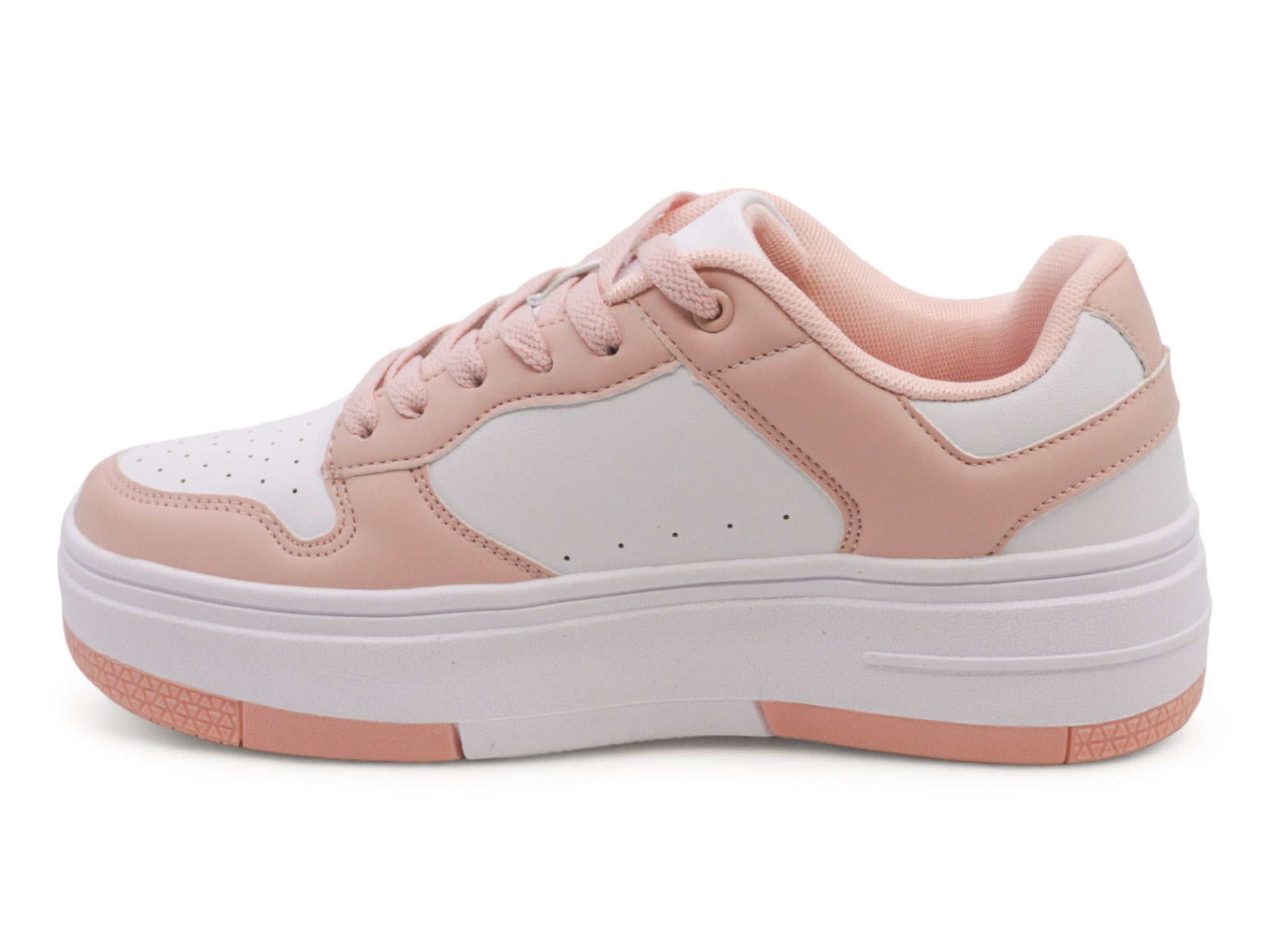 Women's Pink & White Platform Court Sneaker