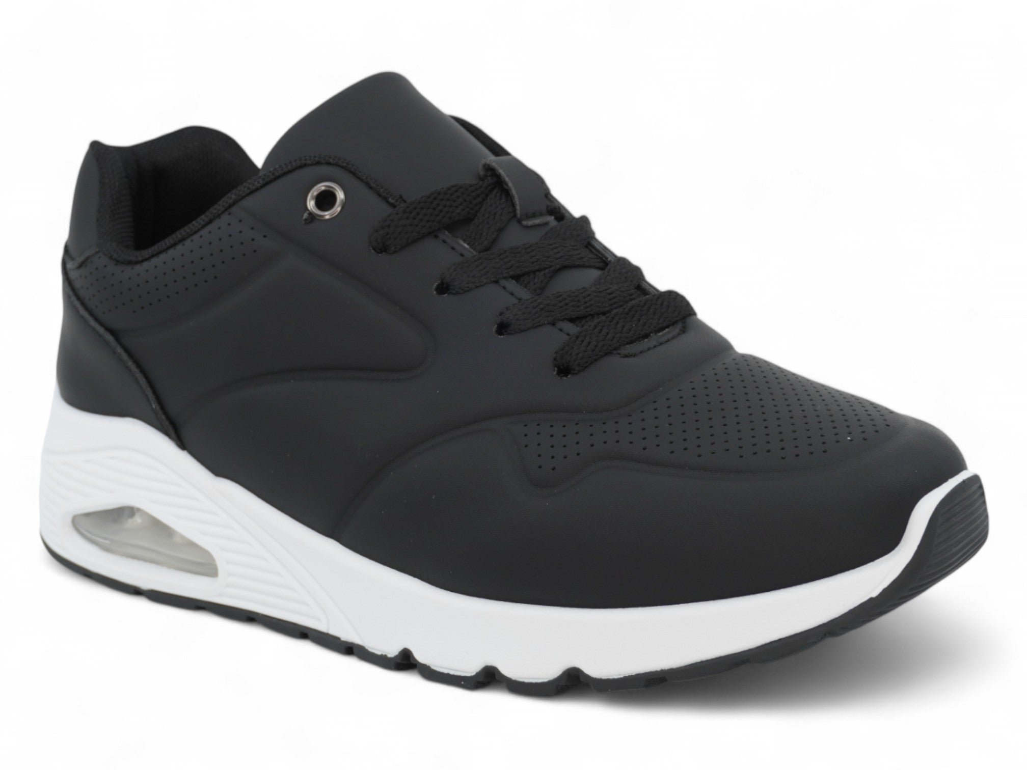 Women's Black Vegan Leather Bubble Sneaker