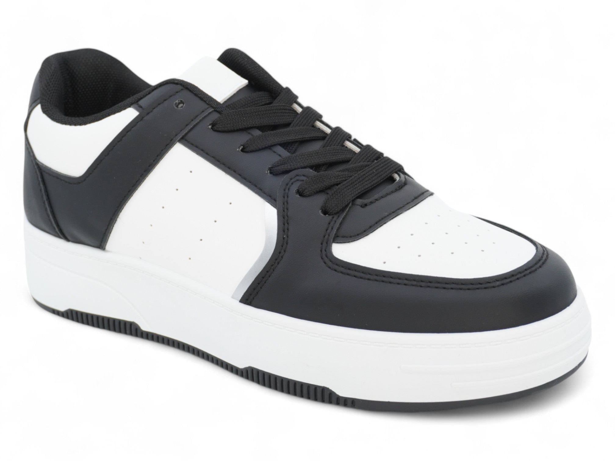 Women's Black & White Court Side Platform Sneaker