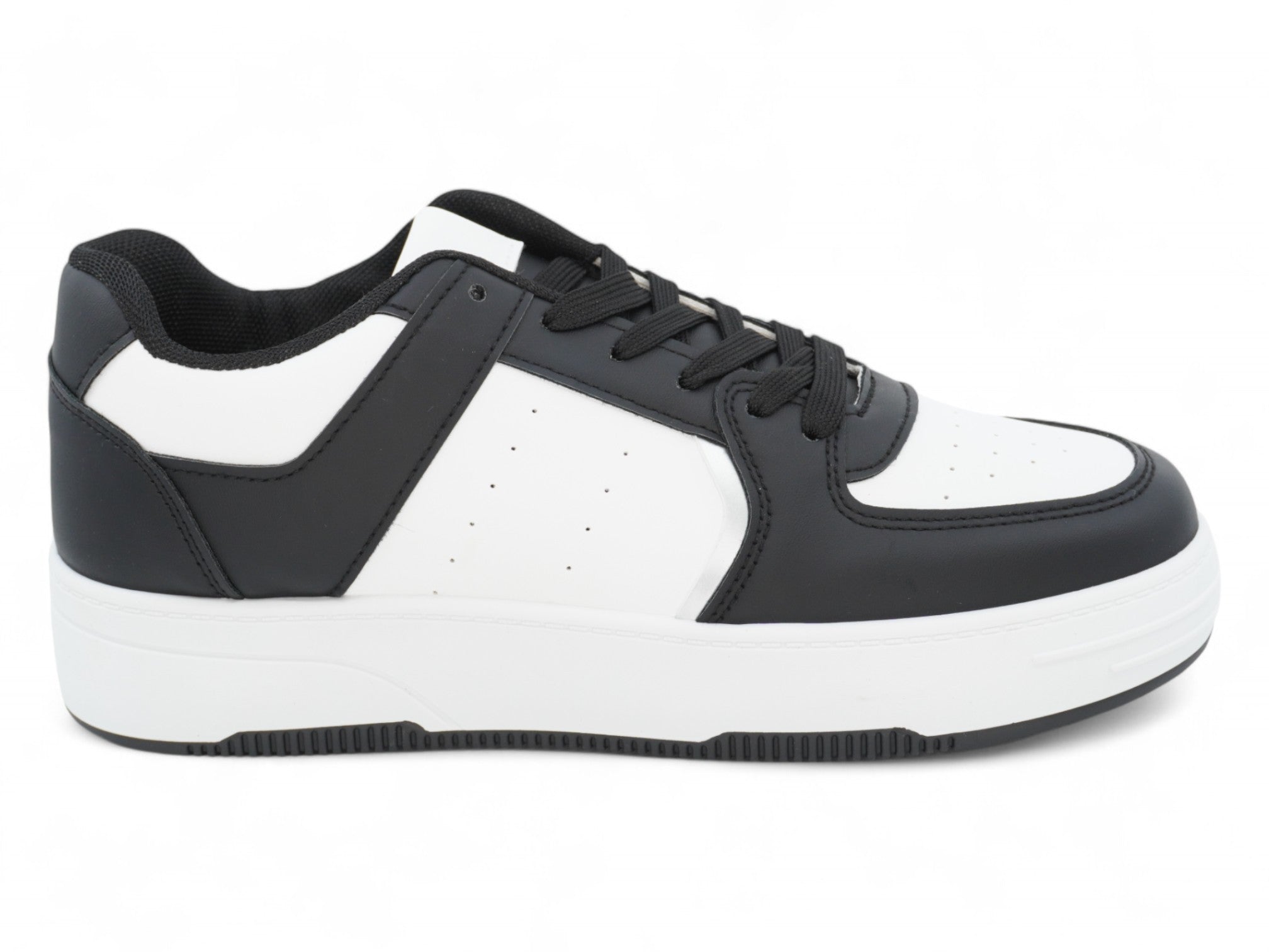 Women's Black & White Court Side Platform Sneaker
