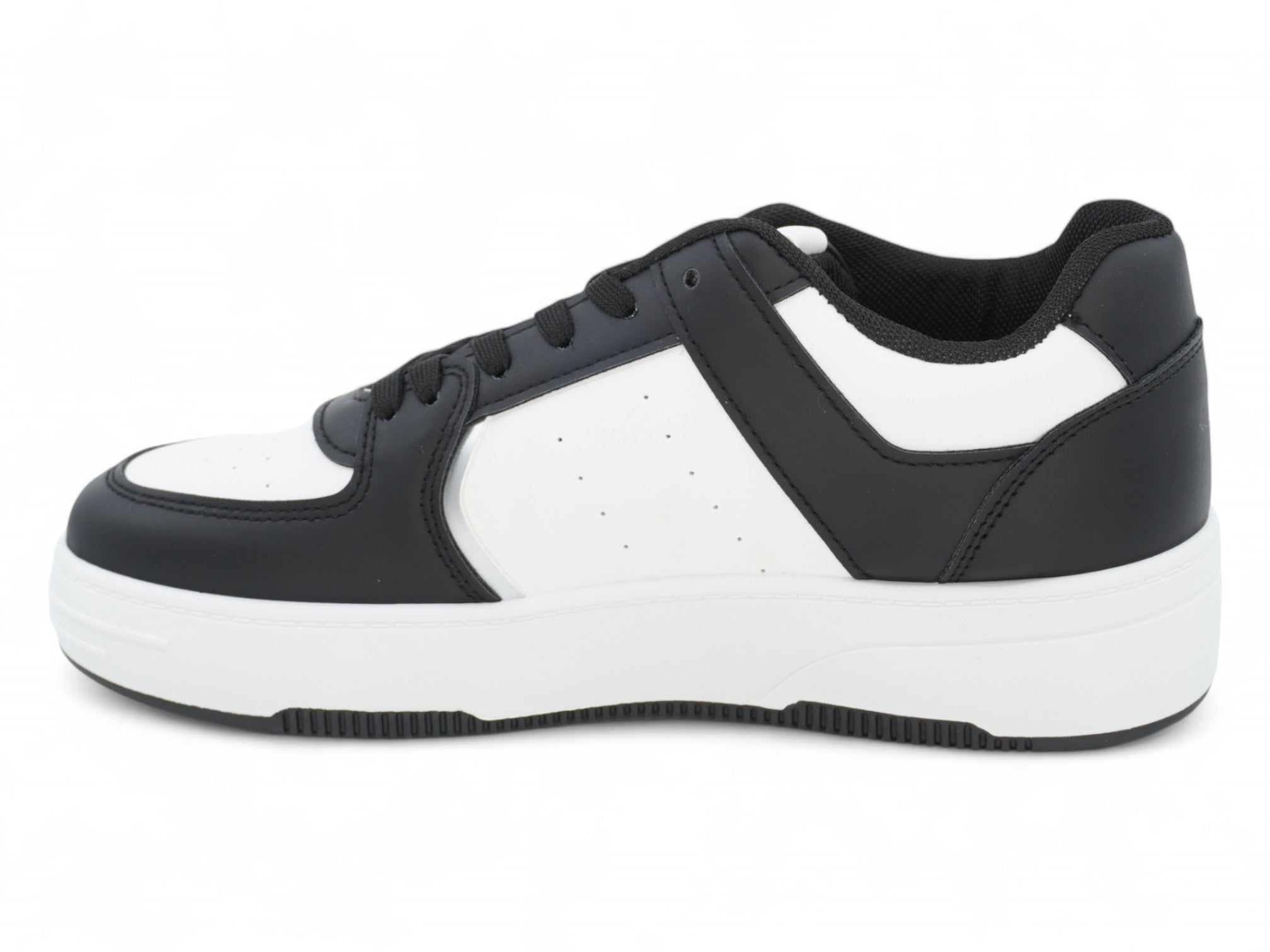 Women's Black & White Court Side Platform Sneaker