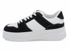 Women's Black & White Suede Platform Court Sneaker