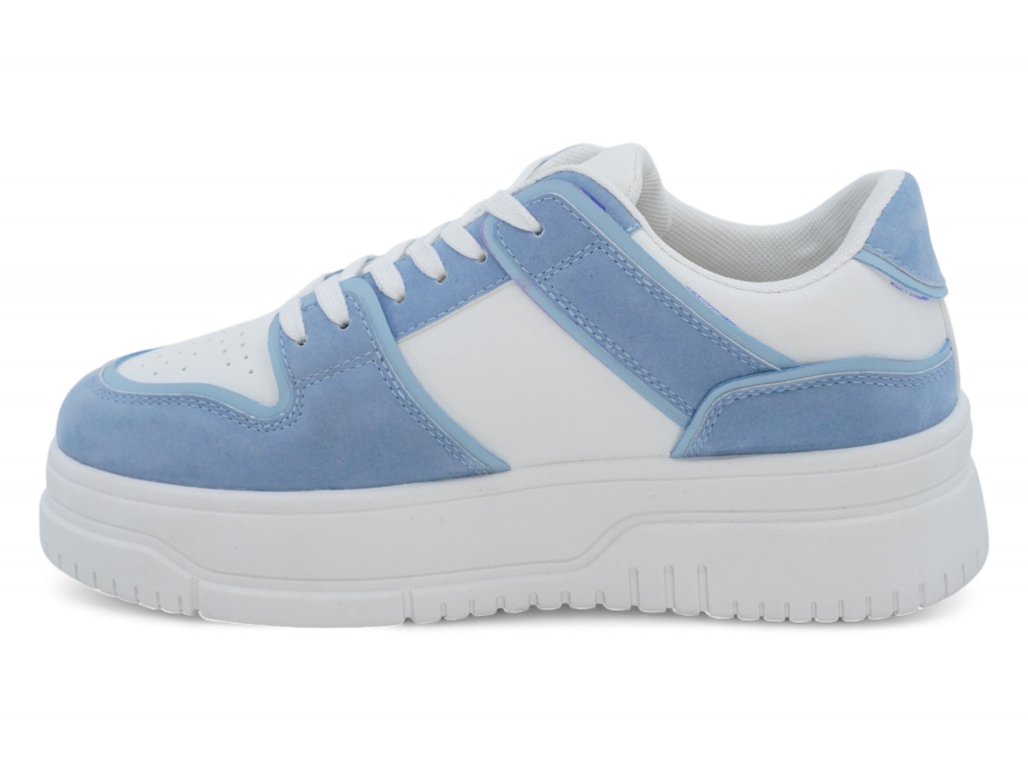 Women's Blue & White Suede Court Sneaker