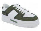 Women's Green & White Suede Platform Sneaker