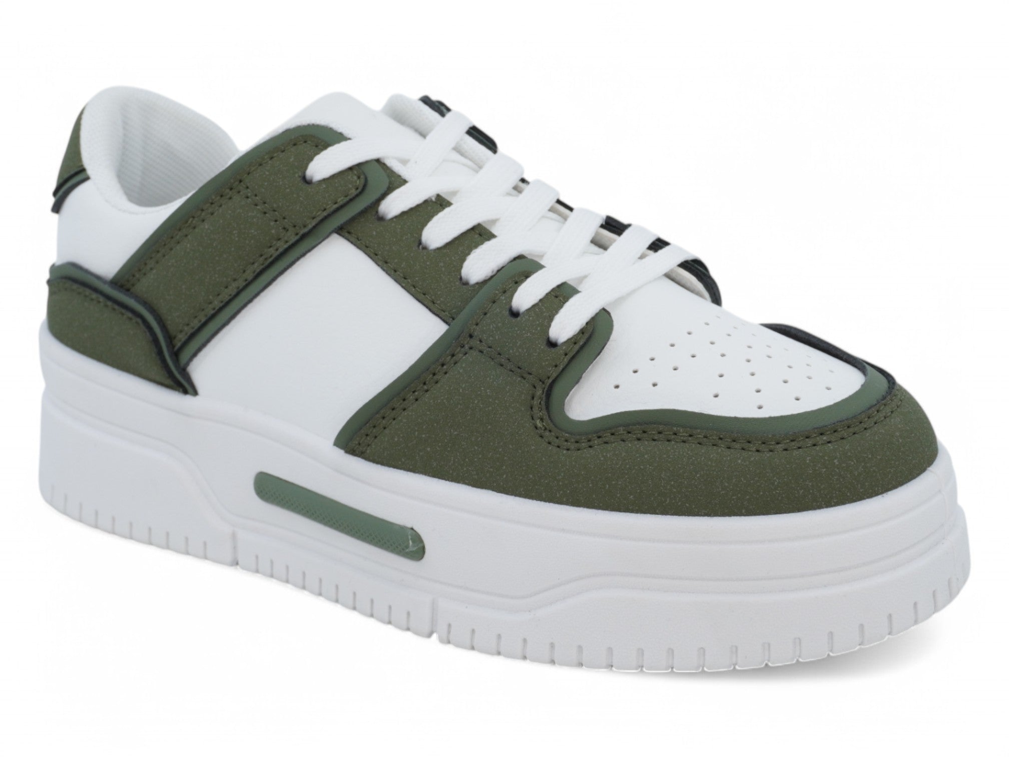 Women's Green & White Suede Platform Sneaker
