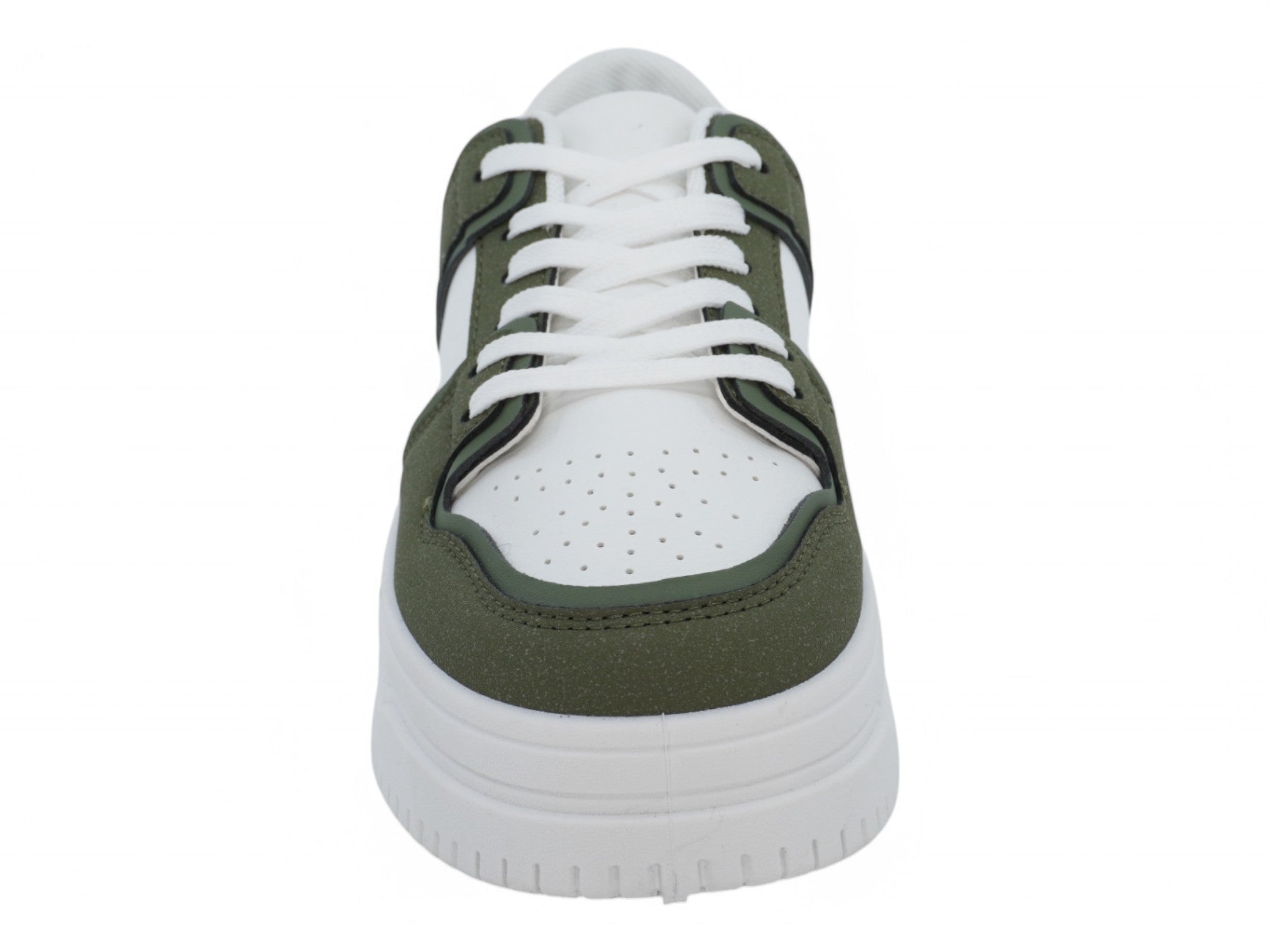 Women's Green & White Suede Platform Sneaker