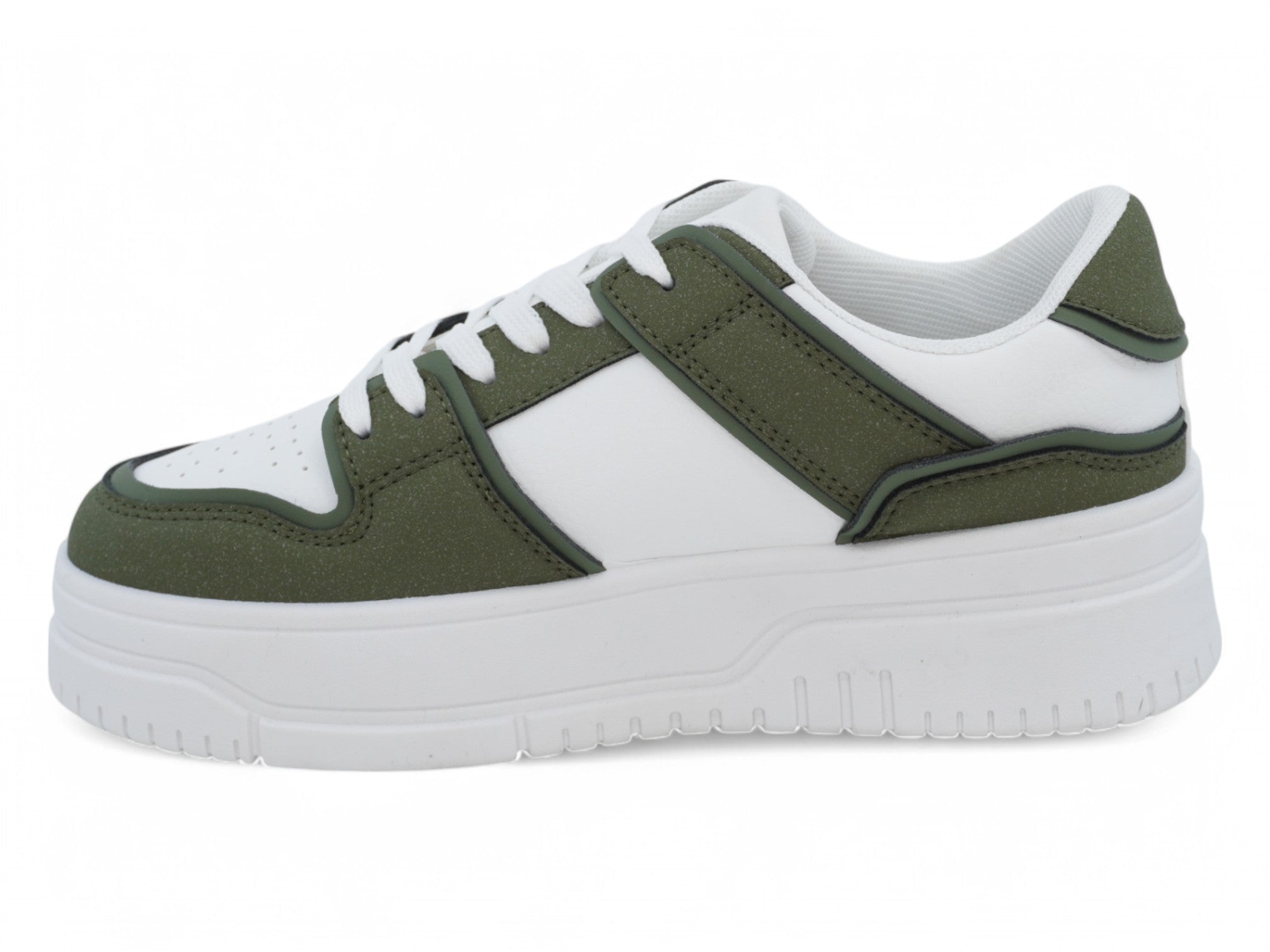 Women's Green & White Suede Platform Sneaker