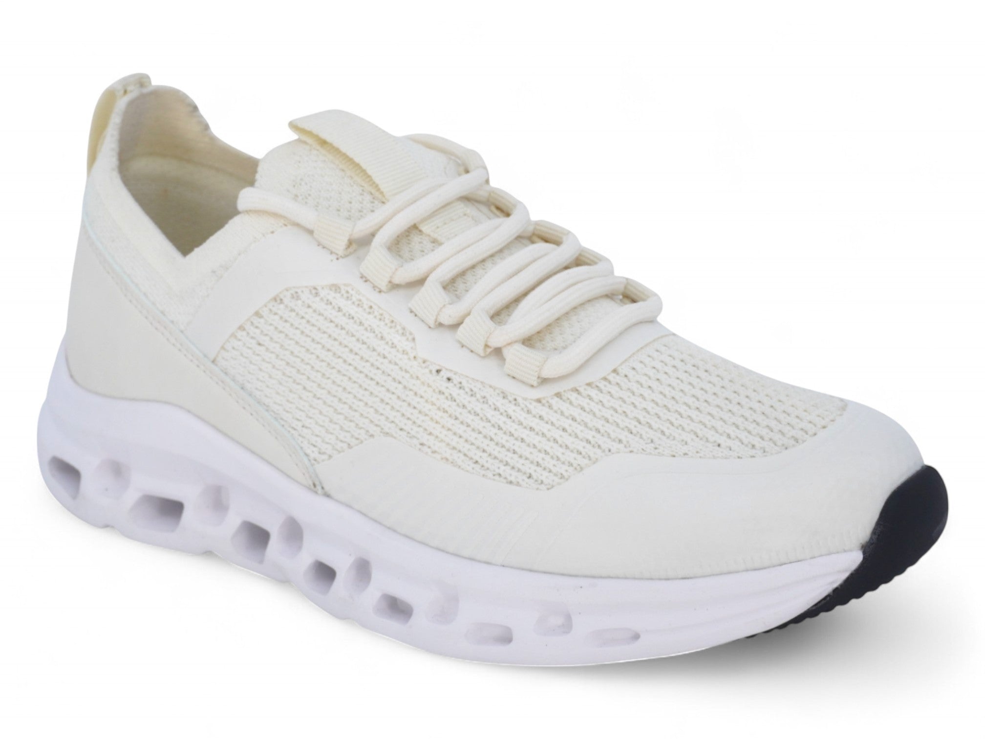 Women's Cream Low Cut Fly Knit Sneaker