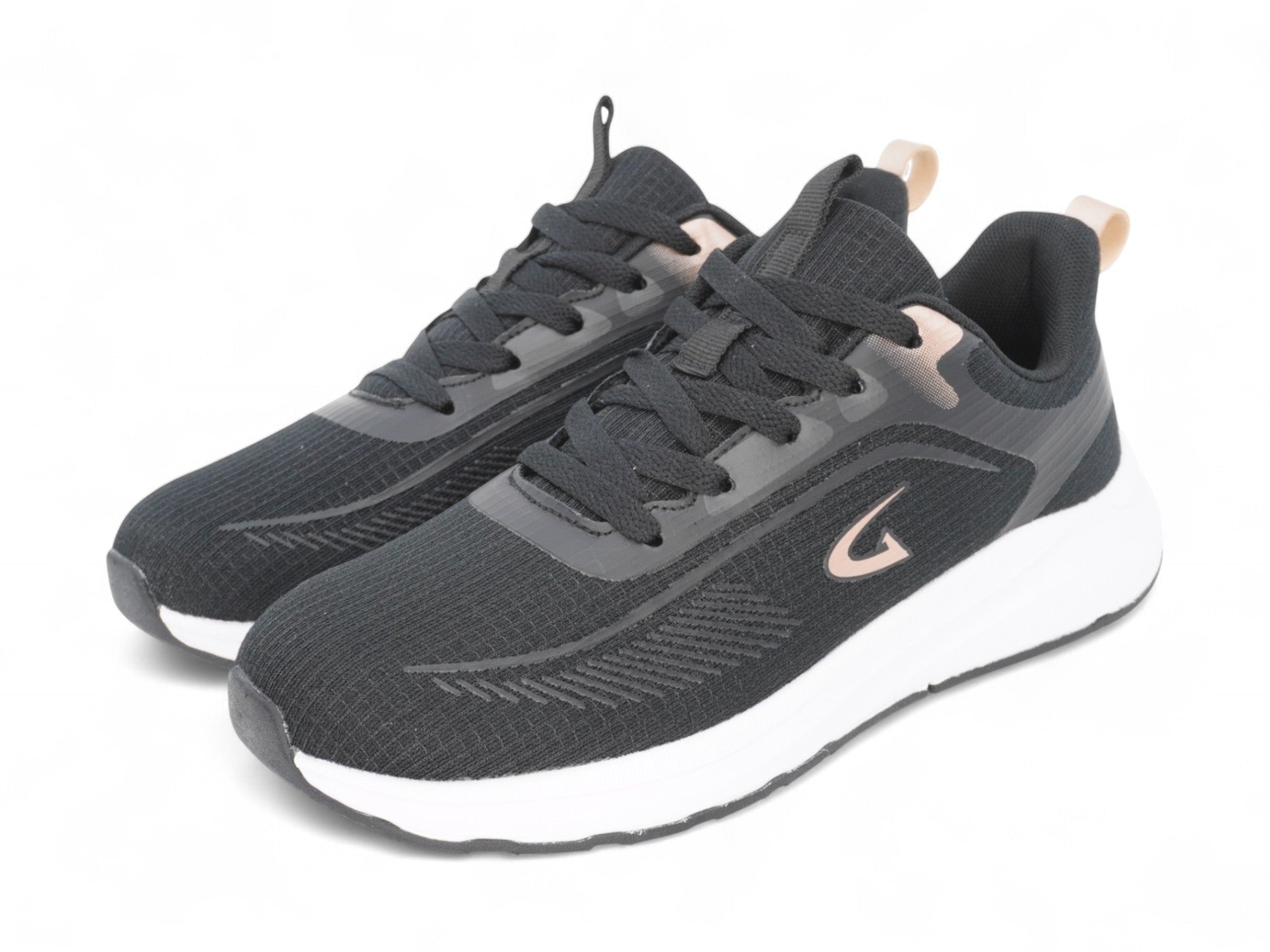 Women's Black & Rose Gold Mesh Sneaker