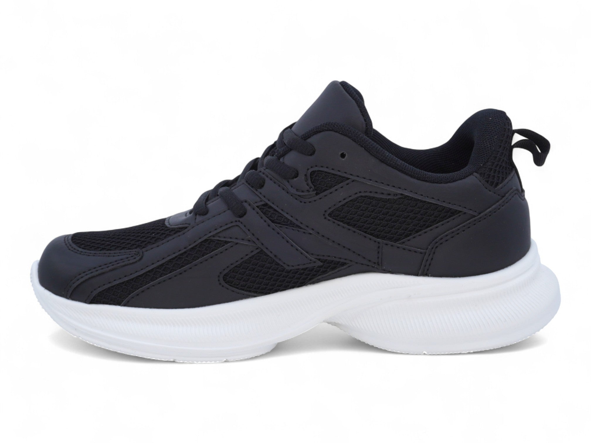 Women's Black Mesh & Vegan Leather Sport Sneaker