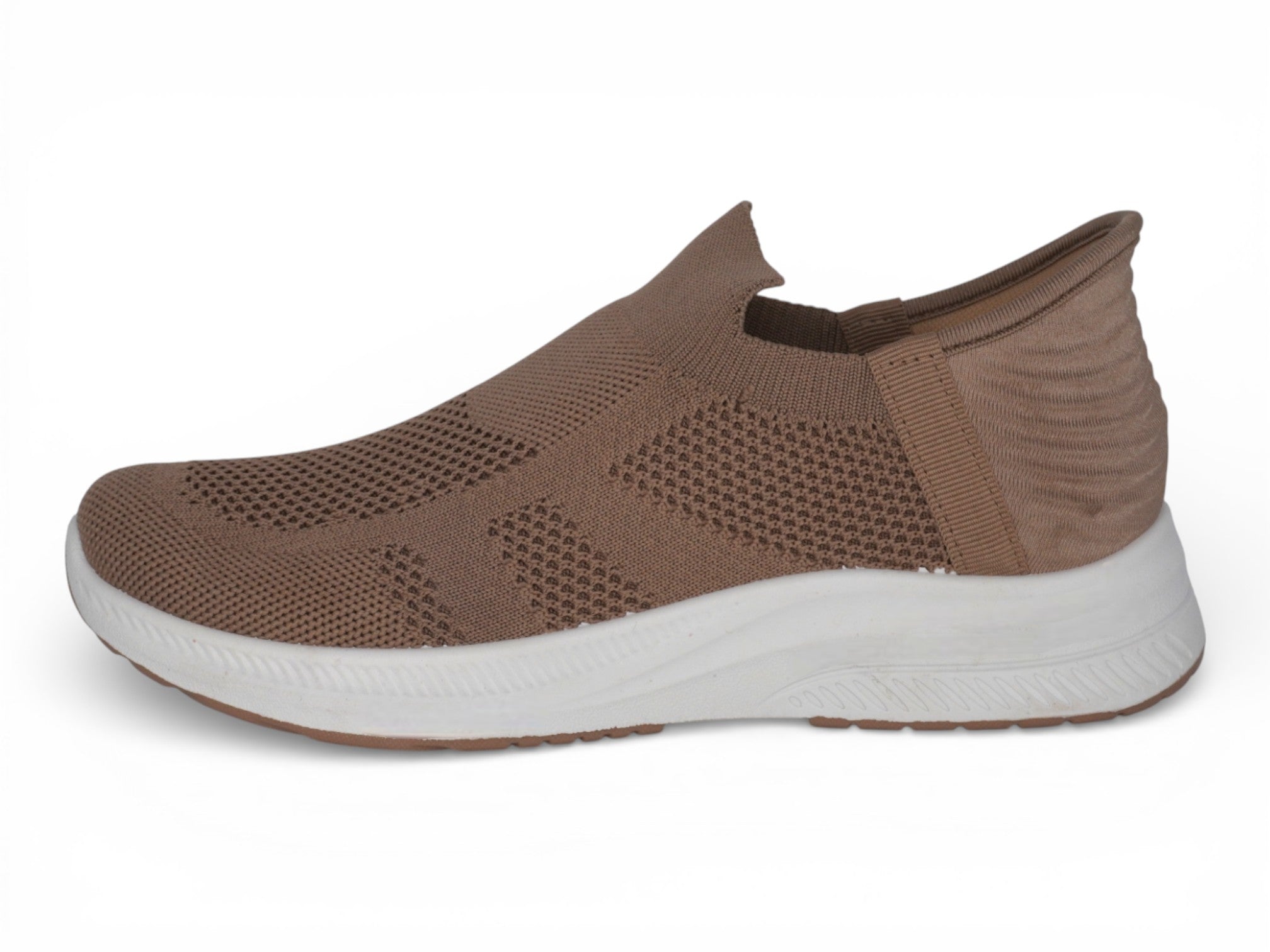 Women's Taupe Fly Knit Hands Free Sneaker