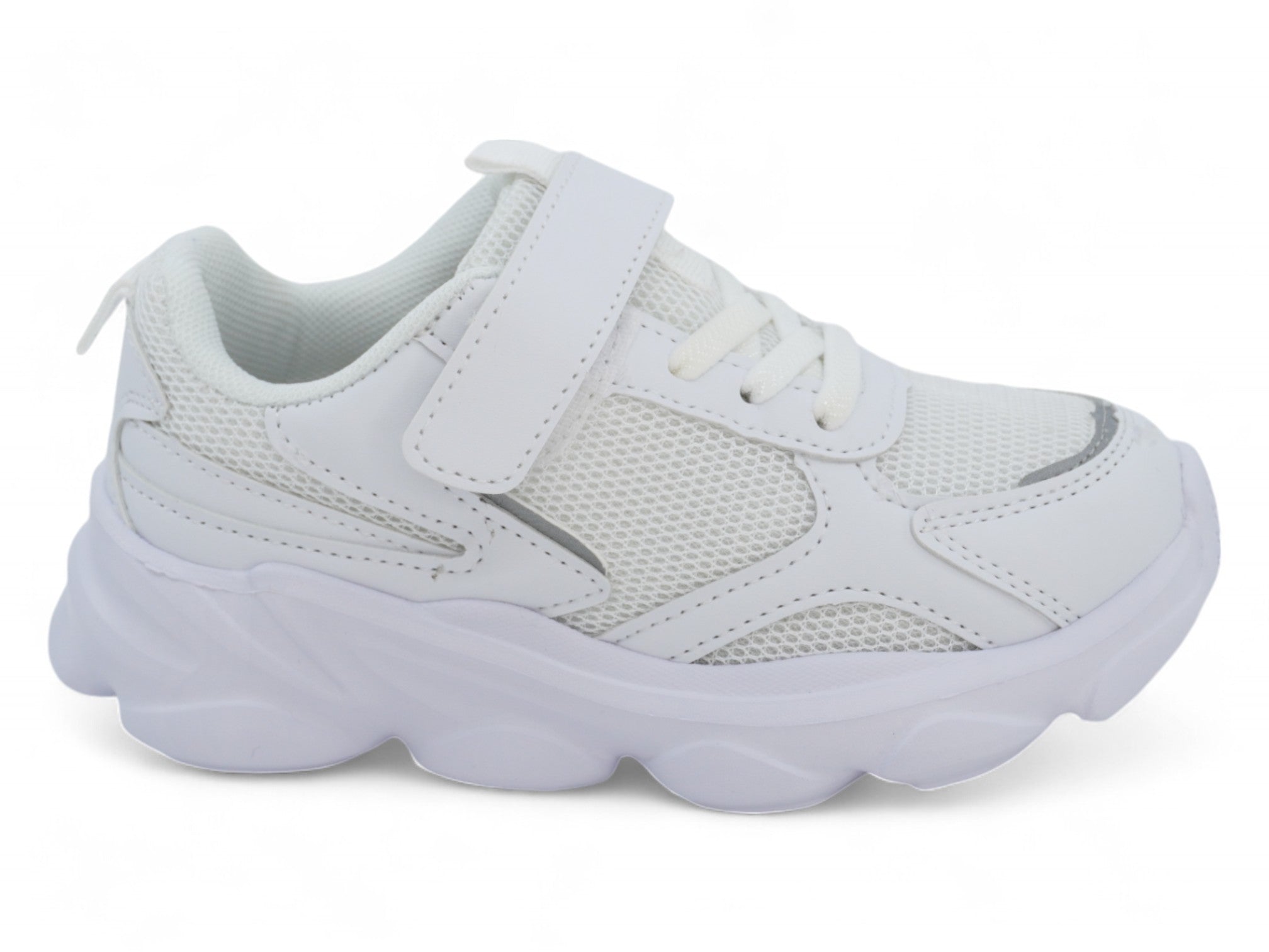 Girls White & Silver Mesh Sneaker