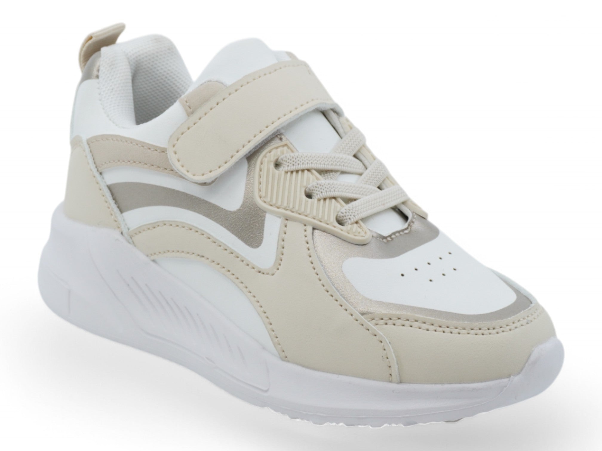 Toddler White & Gold Bubble Sneaker