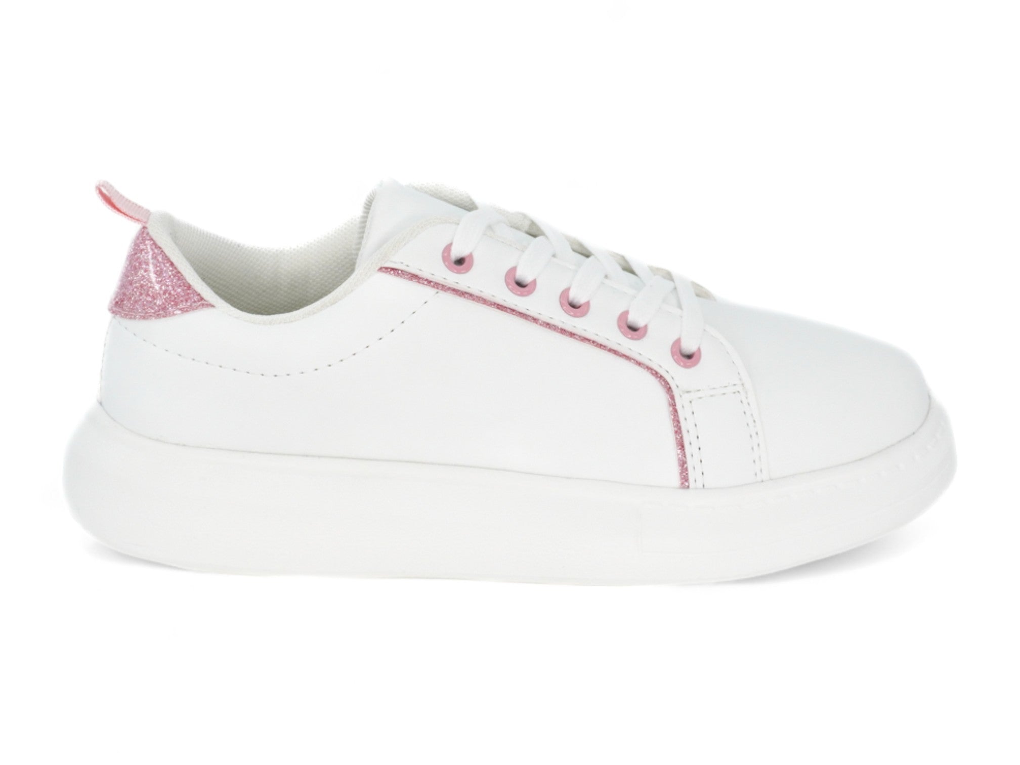 Girls White Glitter Platform Sneaker