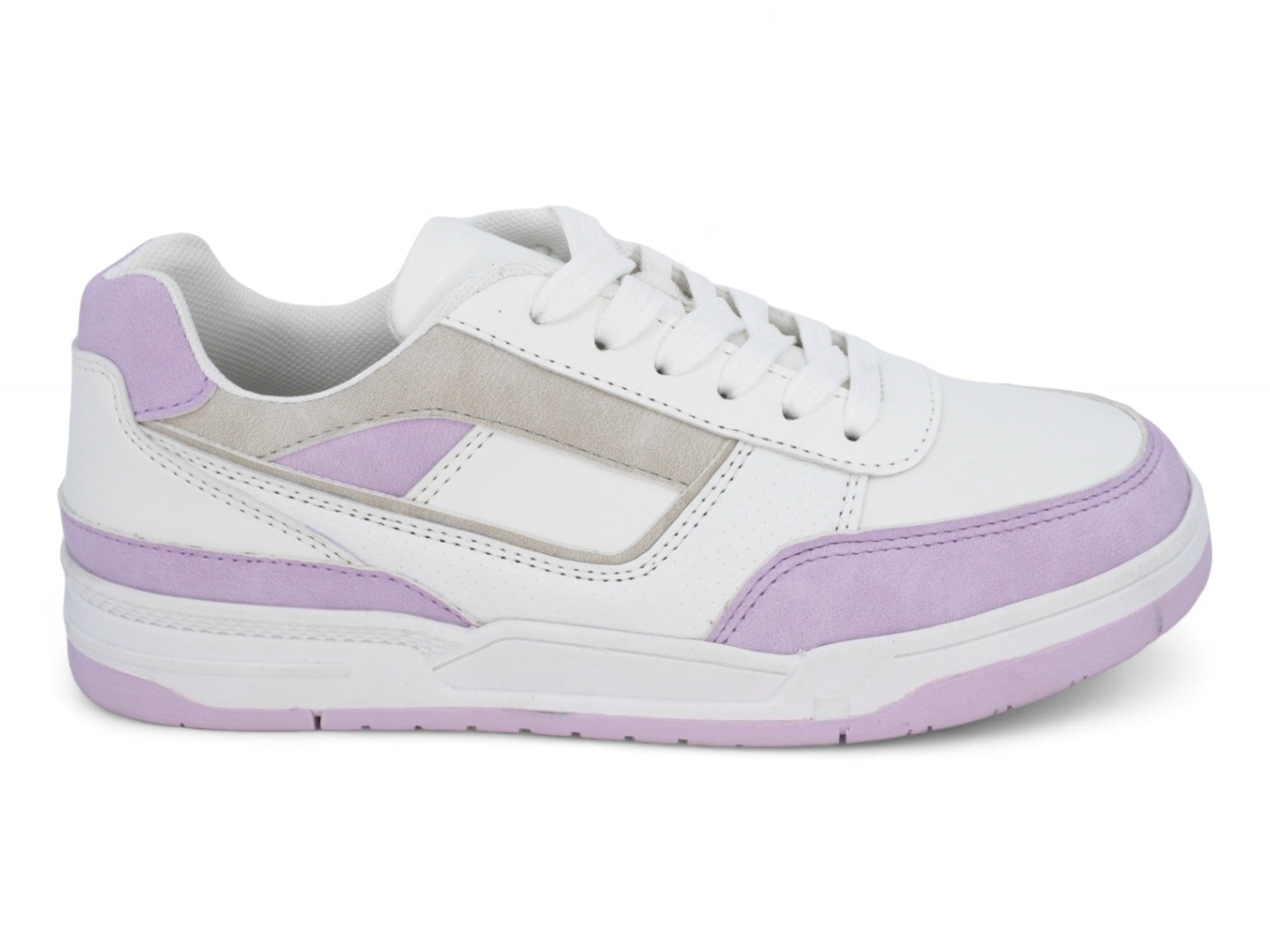 Girls Gray & Purple Low Top Sneaker