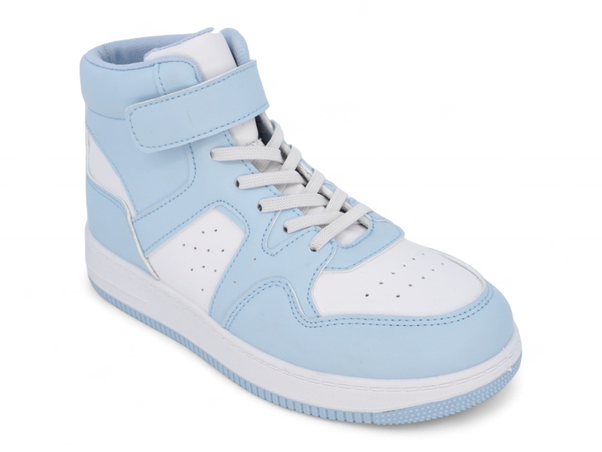 Girls Baby Blue & White High Top Sneaker