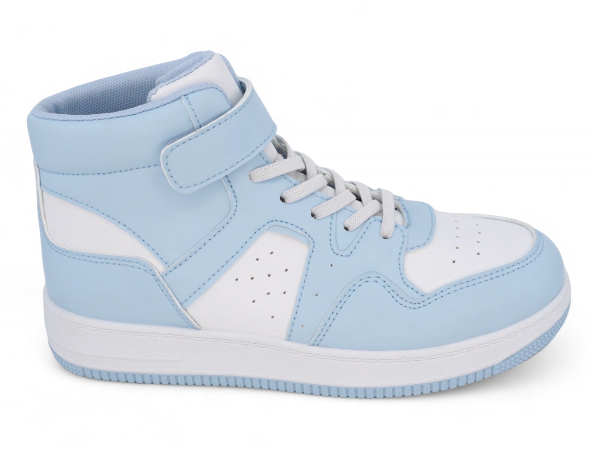 Girls Baby Blue & White High Top Sneaker
