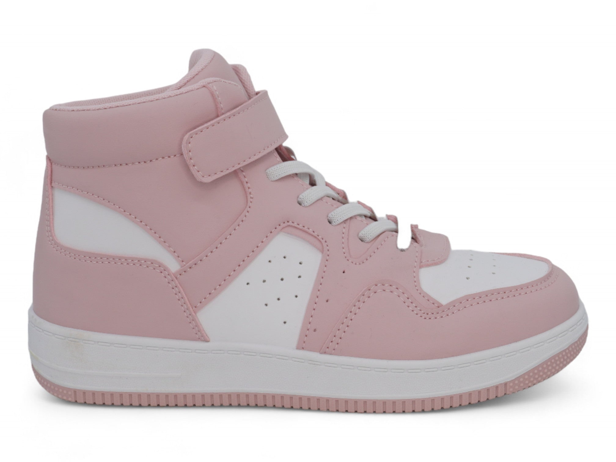 Girls Blush Pink & White High Top Sneaker