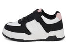 Girls Black & Pink Lace Up Sneaker