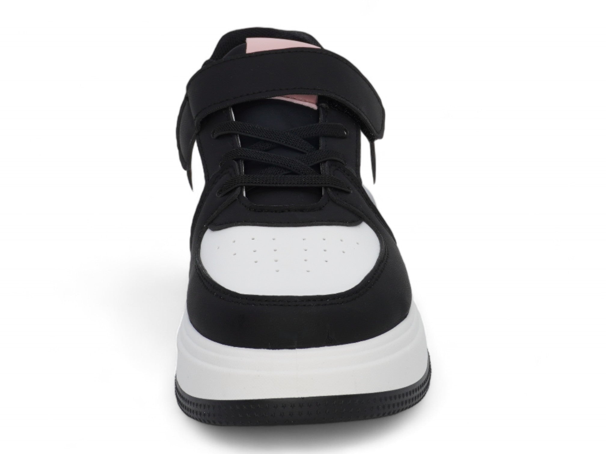 Girls Black & Pink Lace Up Sneaker