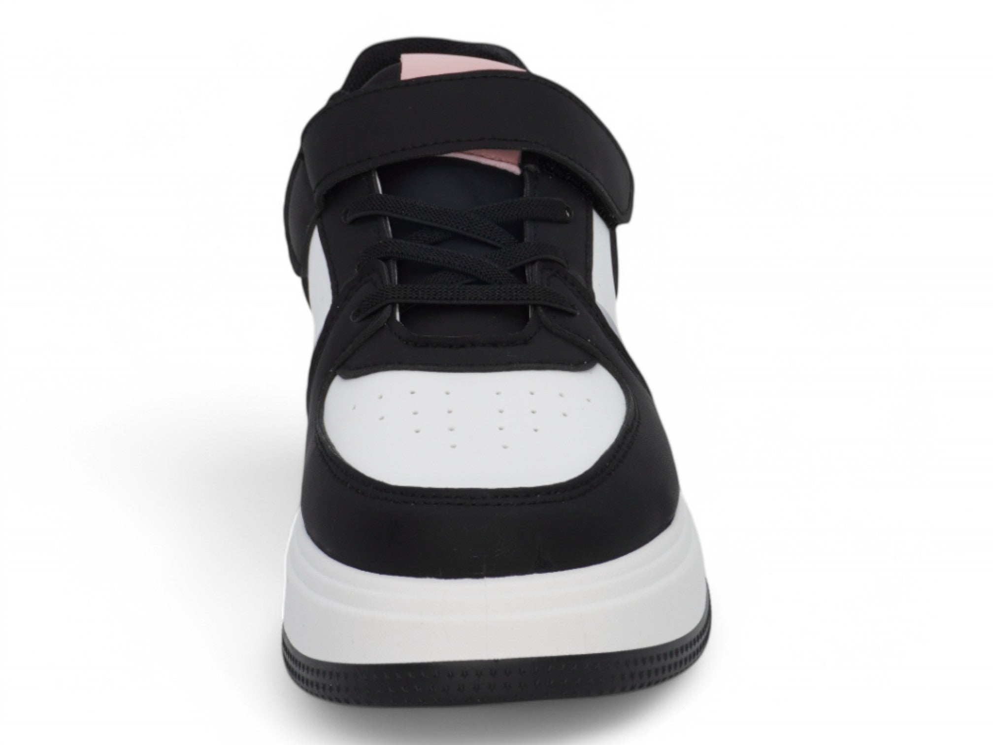 Girls Black & Pink Lace Up Sneaker