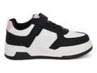 Girls Black & Pink Lace Up Sneaker