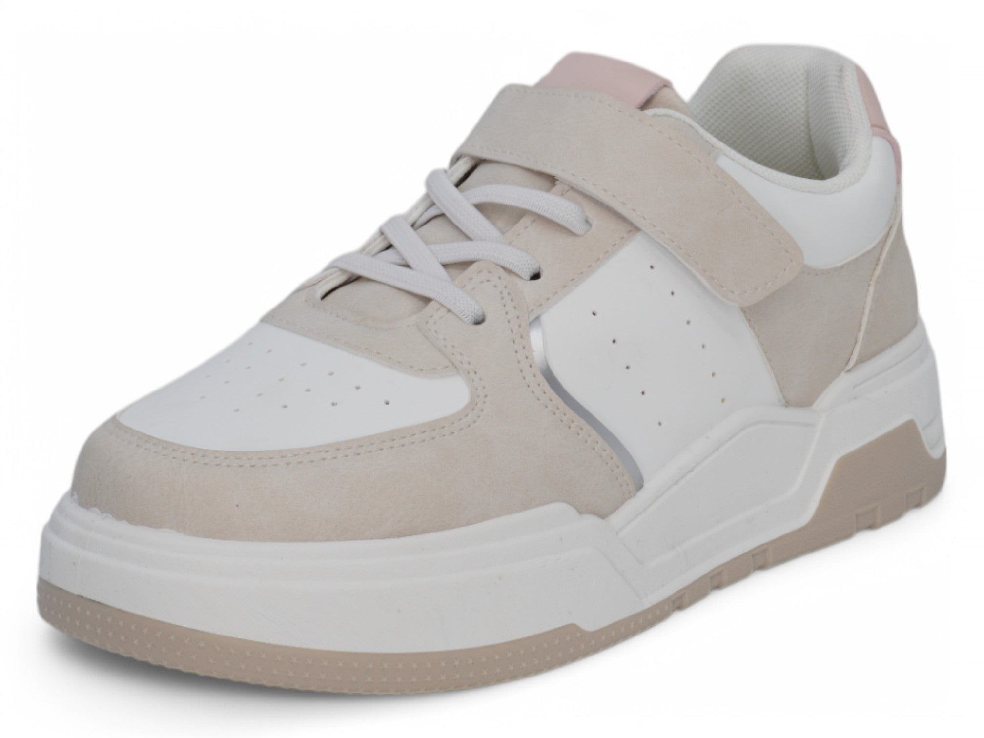 Girls Gray & Pink Lace Up Sneaker