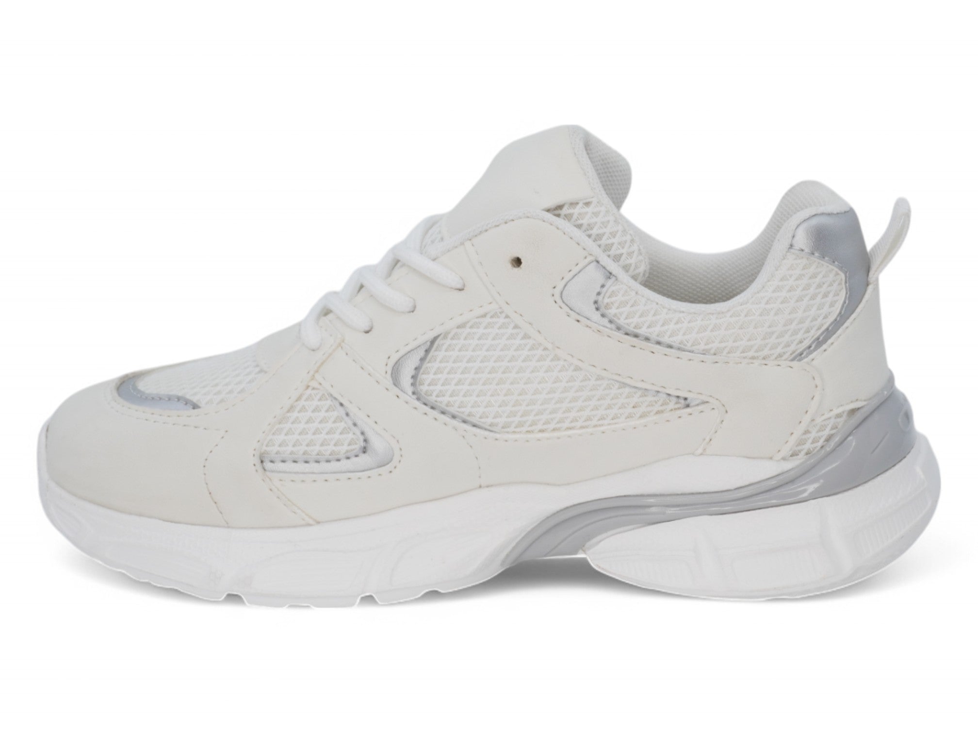 Girls Silver & White Chunky Sneaker