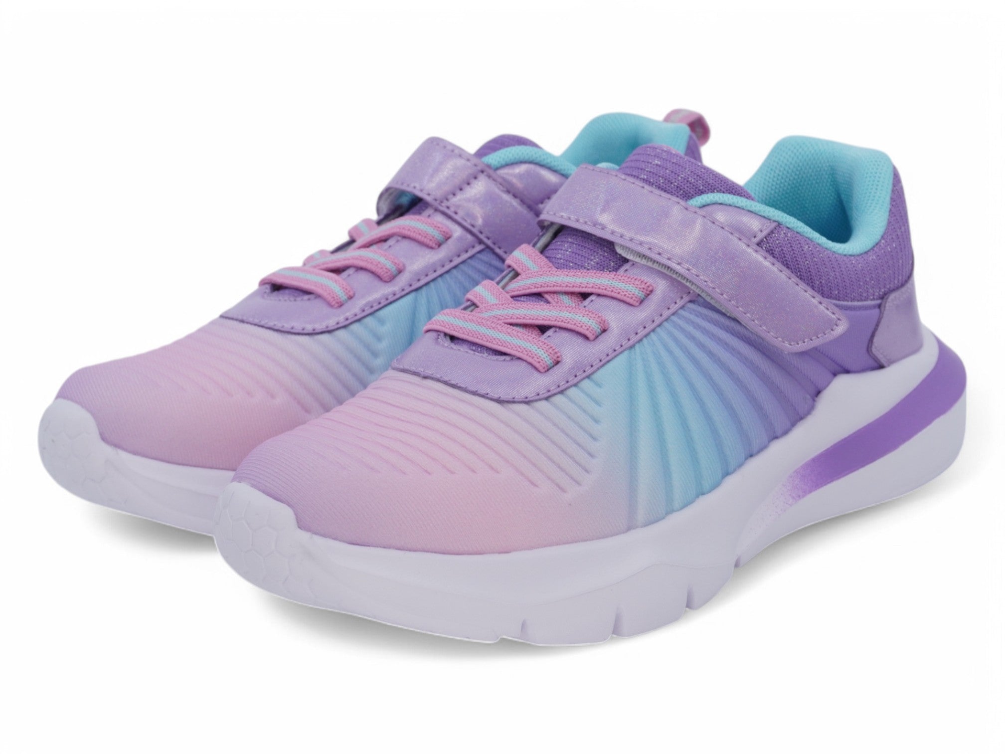 Girls Purple & Blue Ray Velcro Sneaker