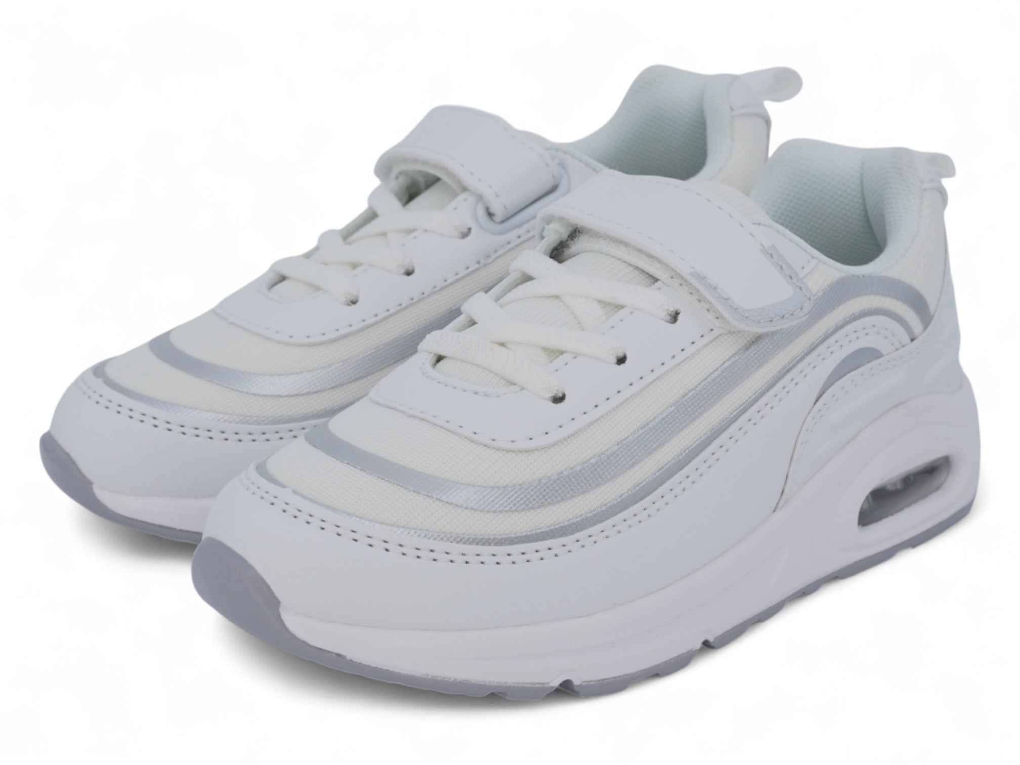Girls' White & Gray Bubble Athletic Sneaker