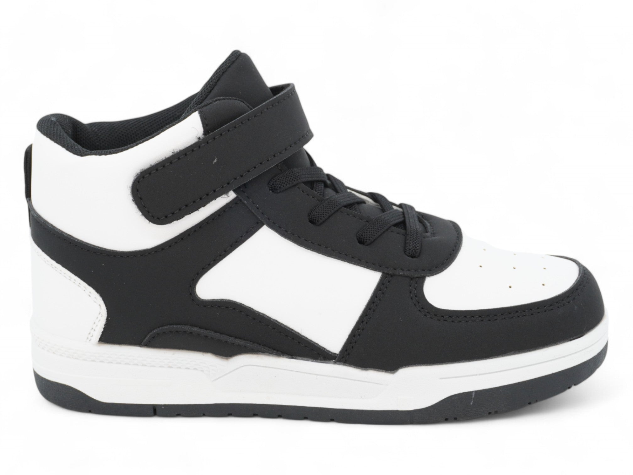 Boys' Black & White Mid Top Sneaker