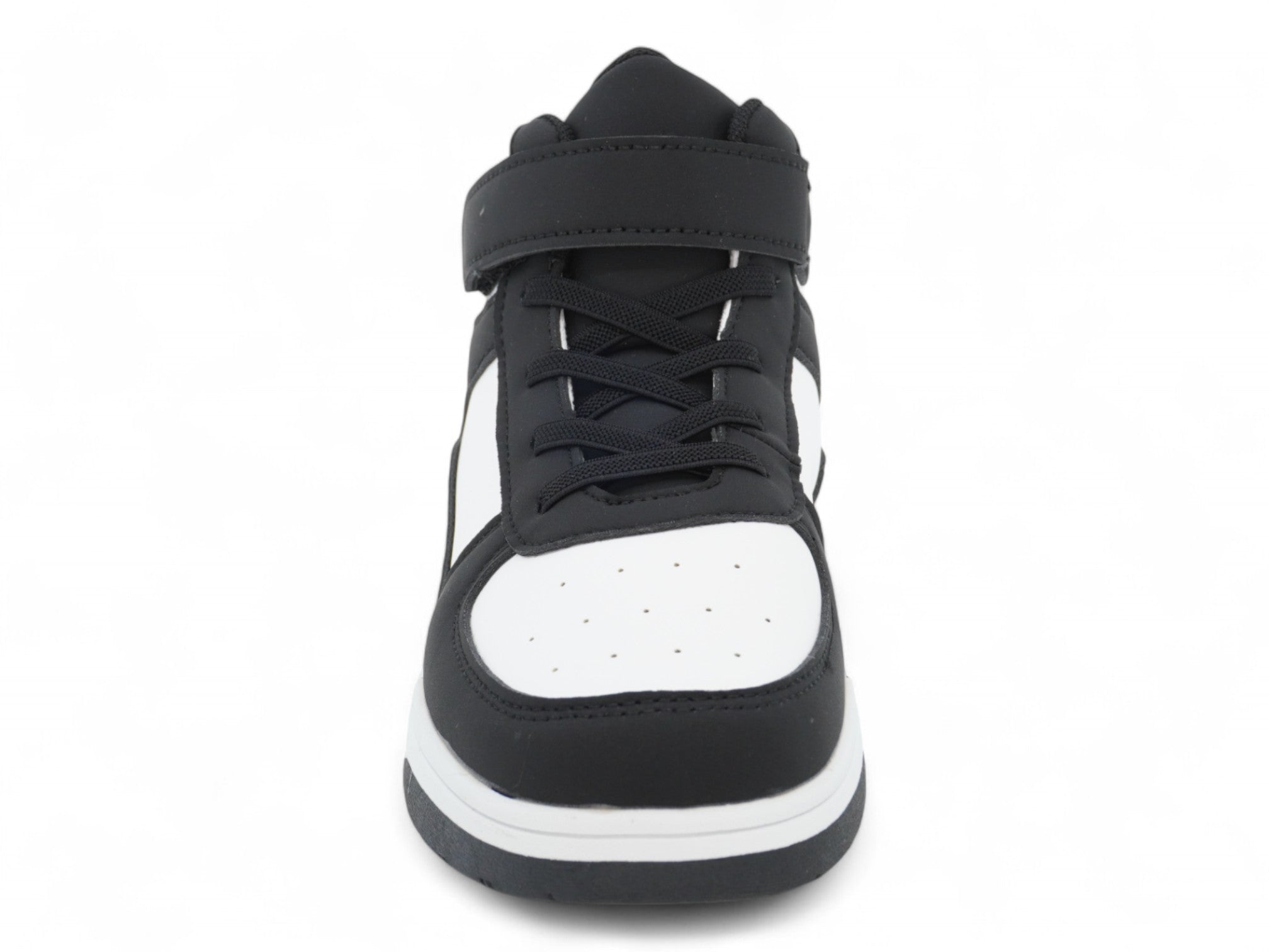 Boys' Black & White Mid Top Sneaker