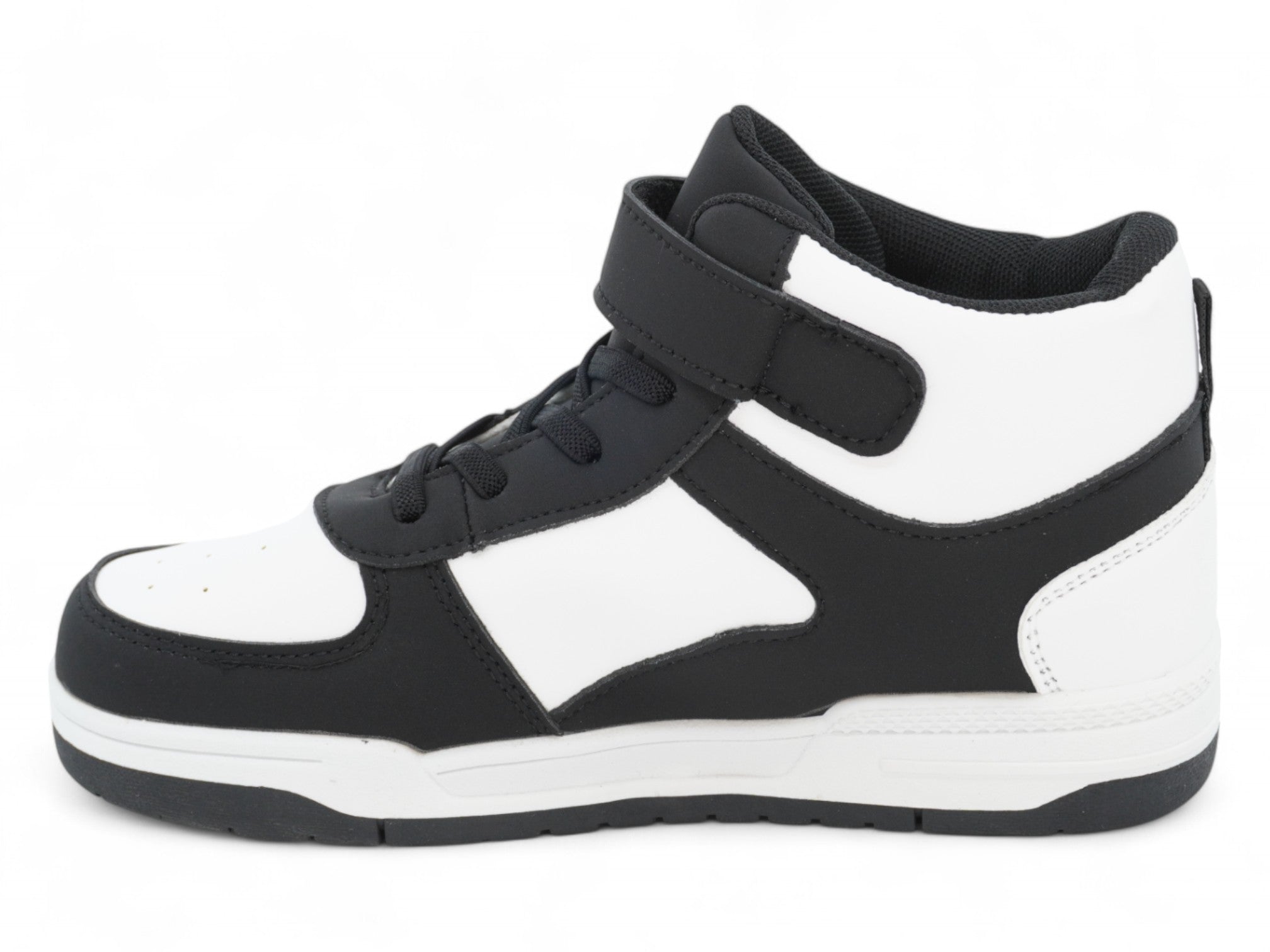 Boys' Black & White Mid Top Sneaker