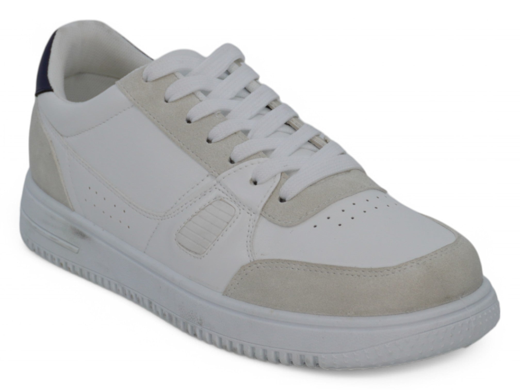 Boys' White & Beige Court Sneaker