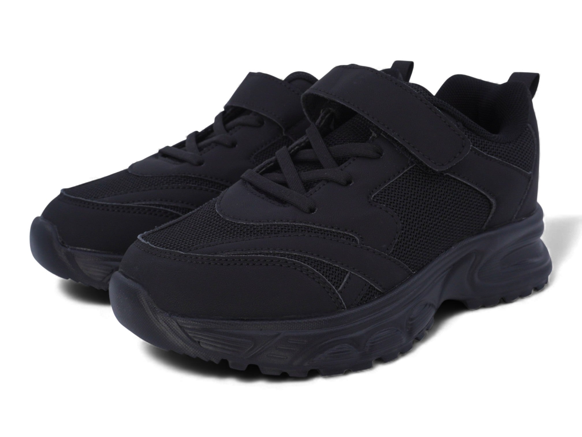 Boys' Triple Black Mesh Sneaker