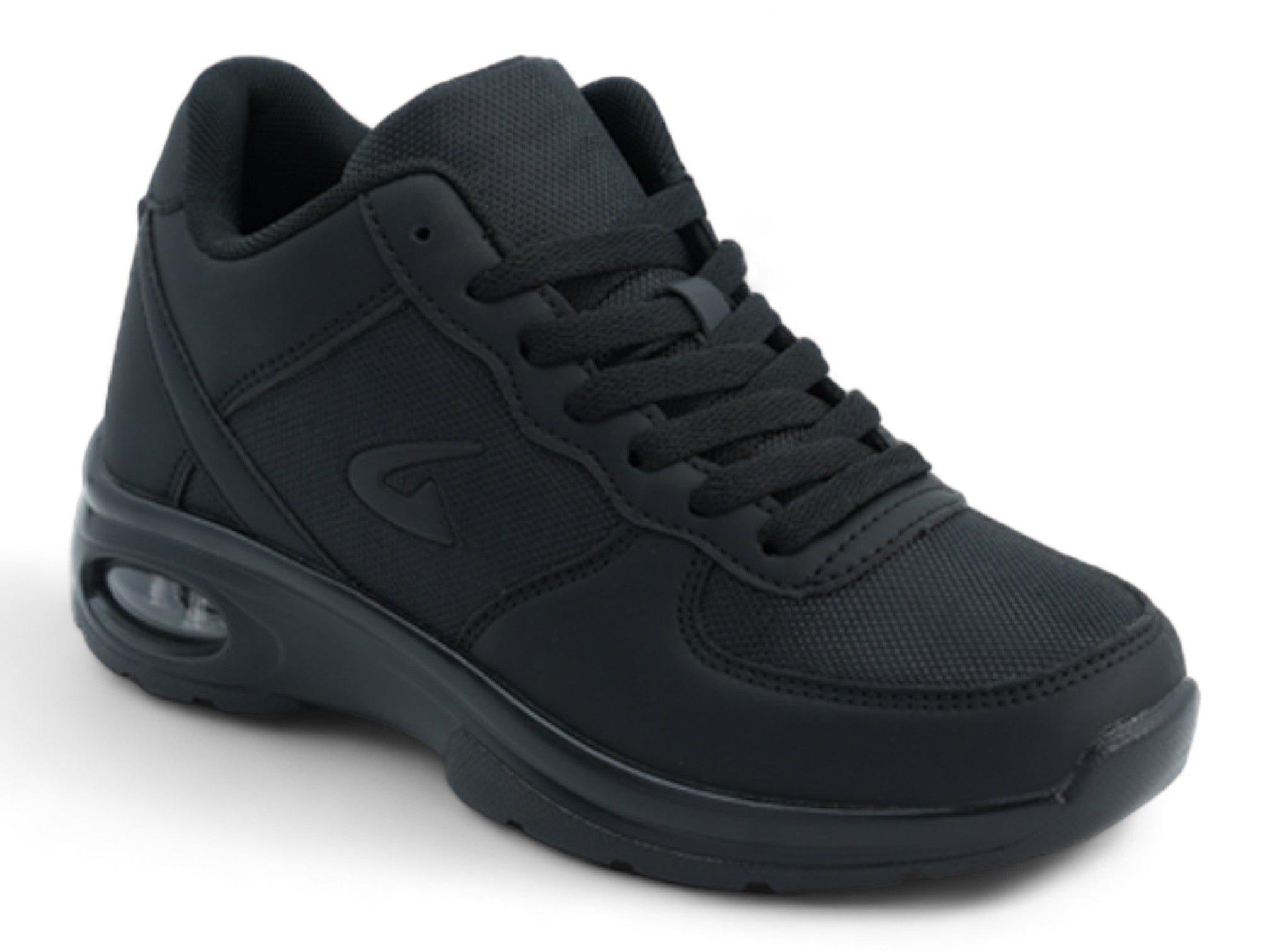 Women's Black Vegan Leather Bubble Non Slip Sneaker
