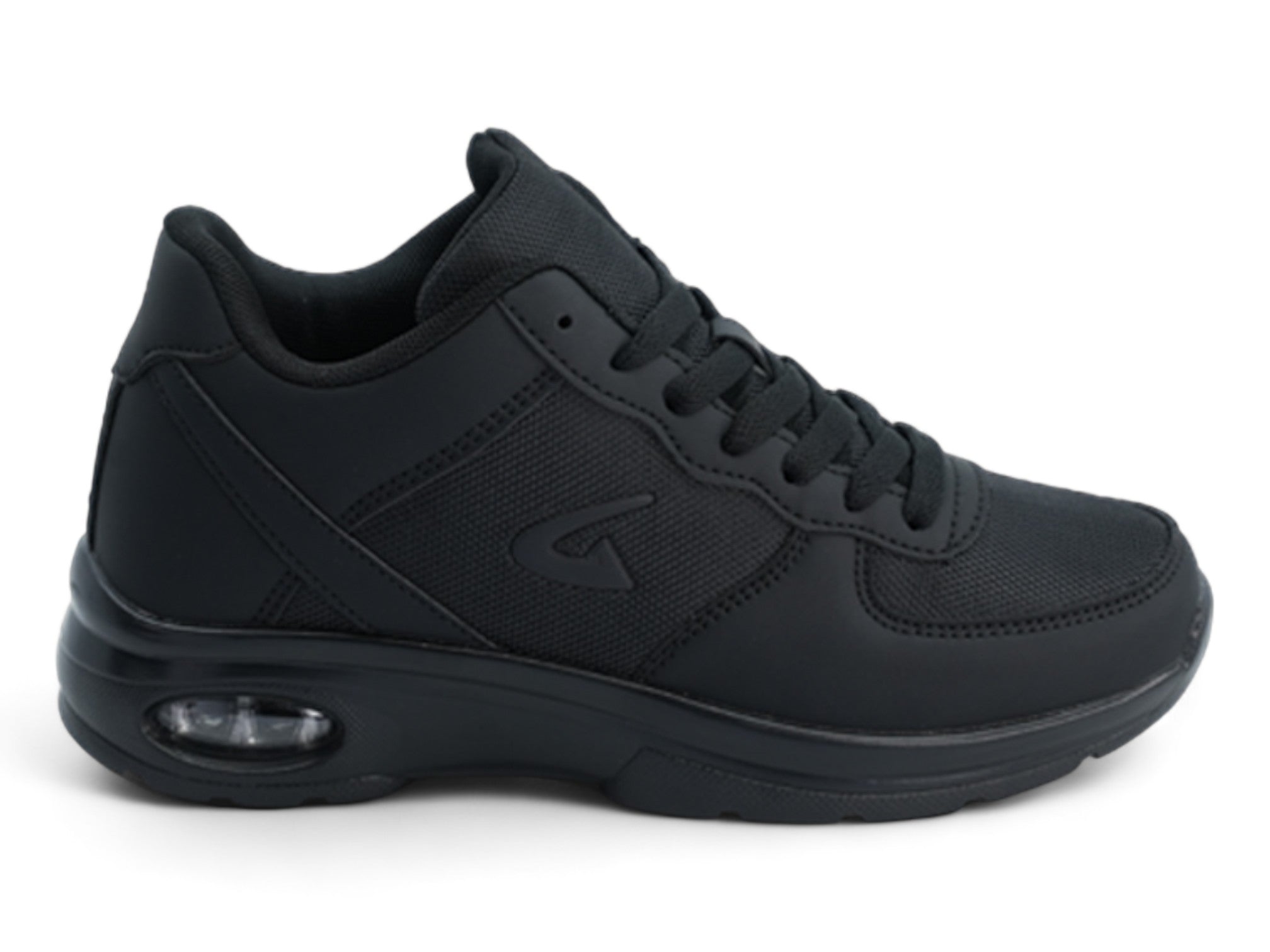 Women's Black Vegan Leather Bubble Non Slip Sneaker