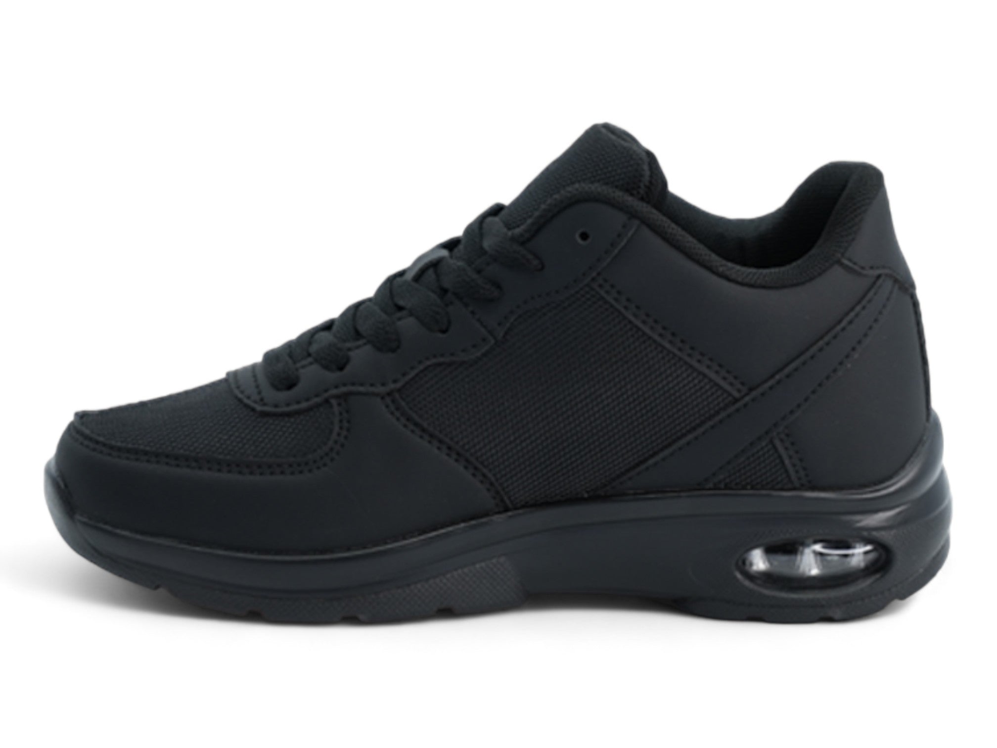 Women's Black Vegan Leather Bubble Non Slip Sneaker
