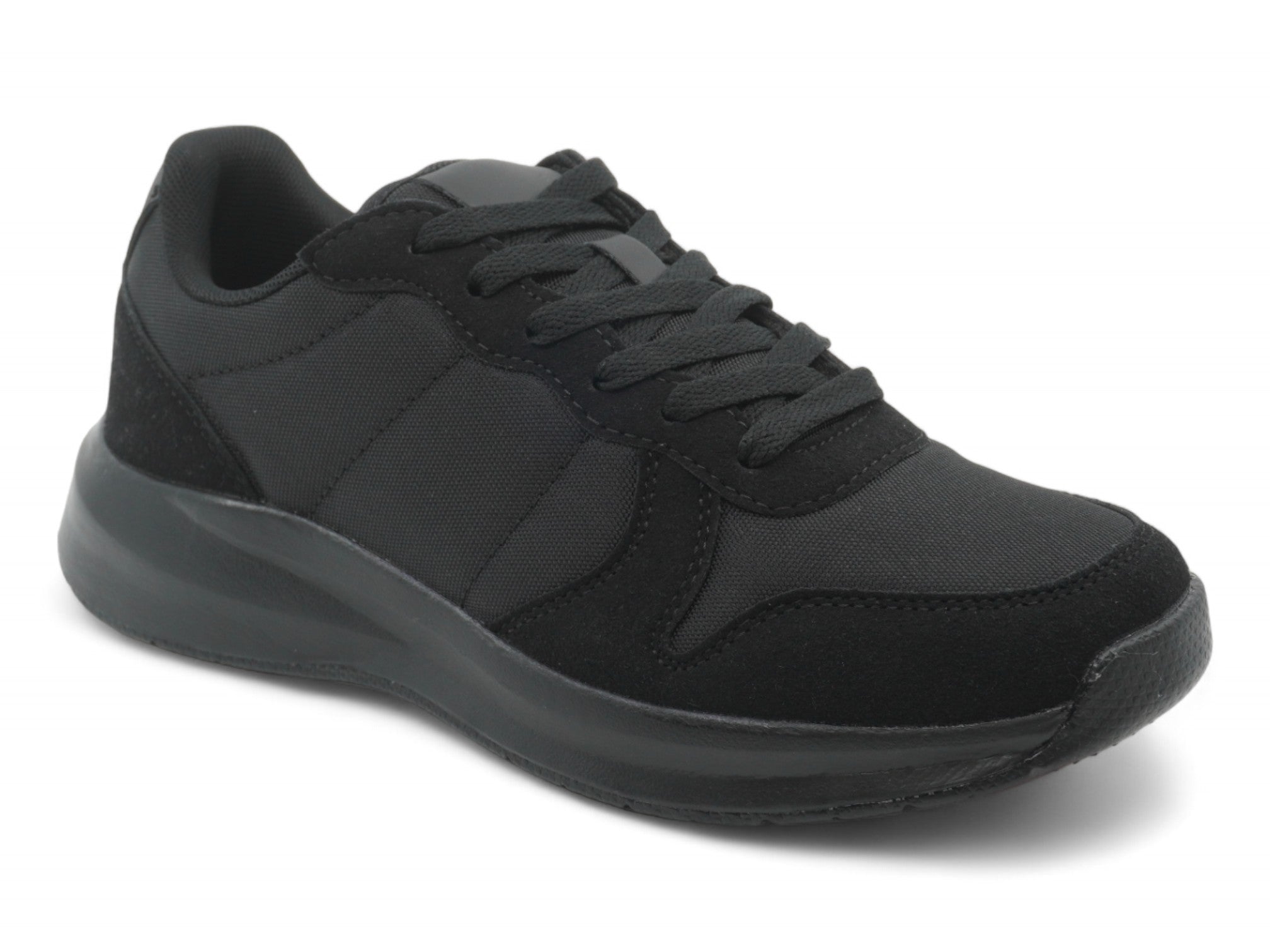 Women's Black Faux Suede & Lycra Non Slip Sneaker