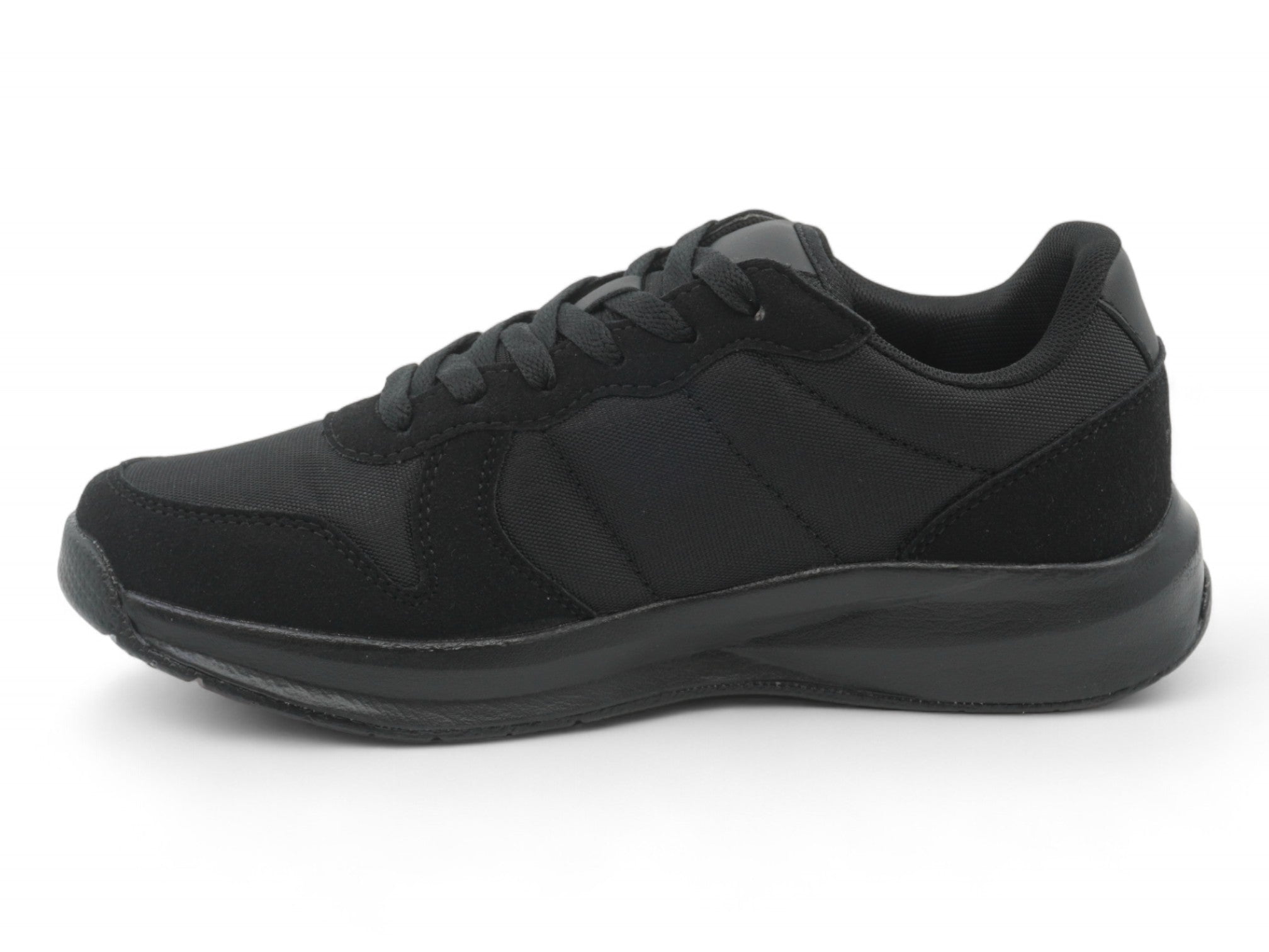 Women's Black Faux Suede & Lycra Non Slip Sneaker