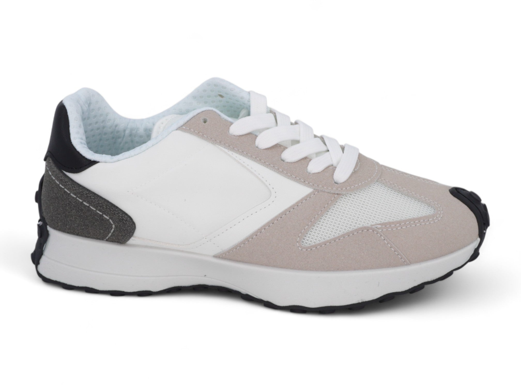 Men's White & Tan & Black Platform Sneaker