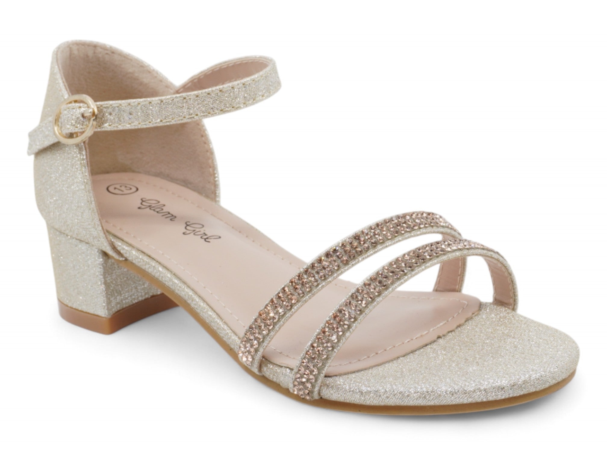 Girls` GOLD Lamore Dress Shoe 3 / GOLD