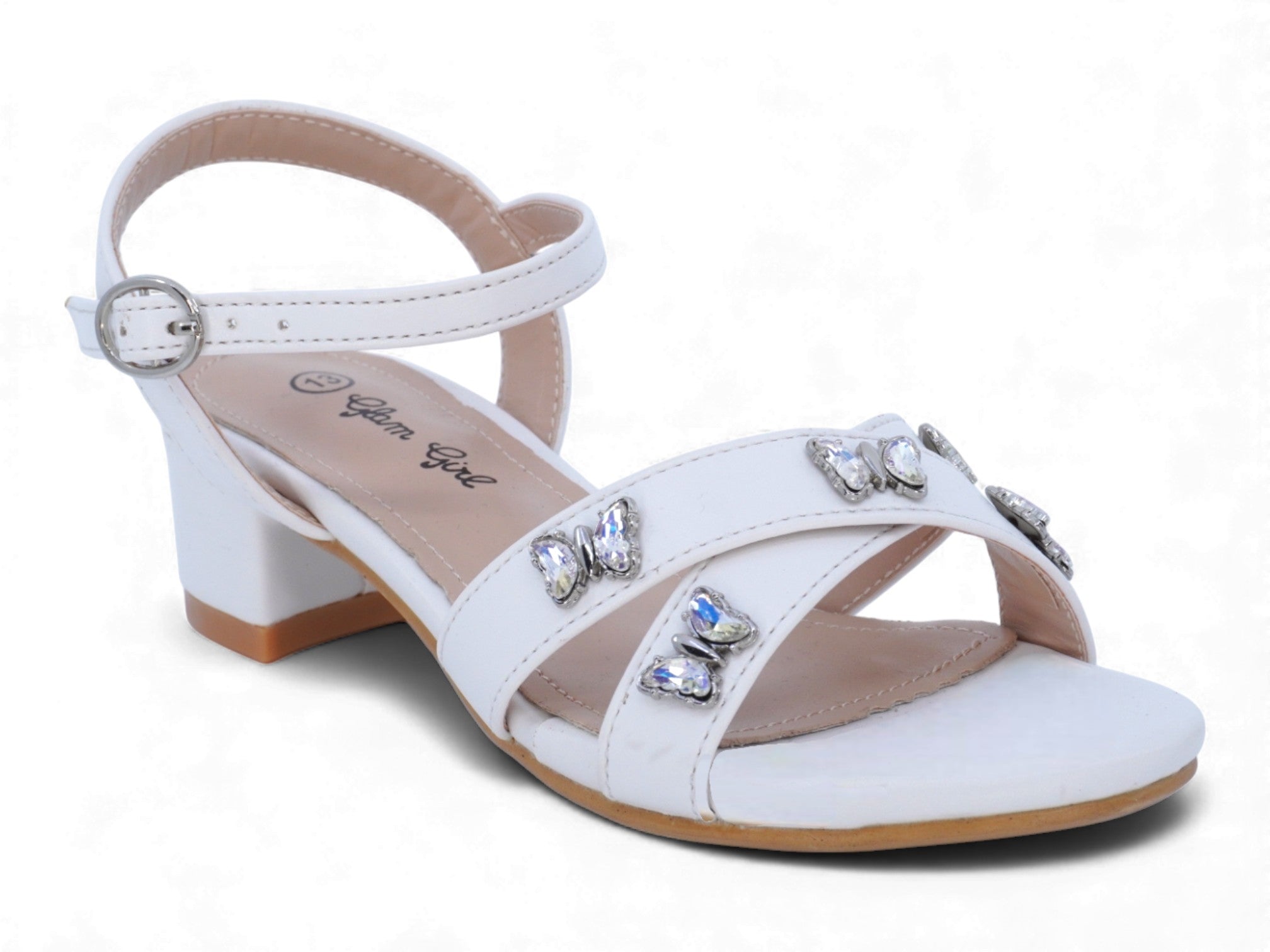 Girls' White Butterfly Pump