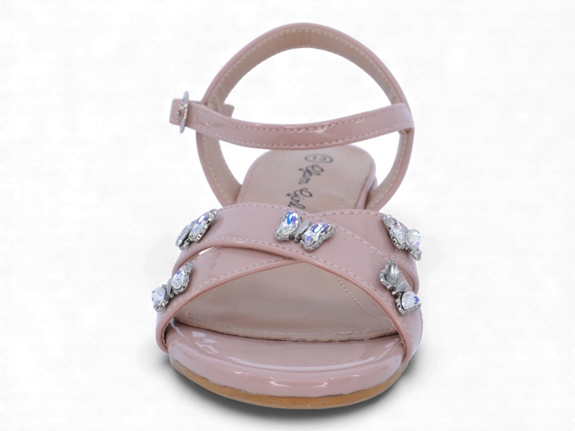 Girls' Pink Patent Butterfly Pump