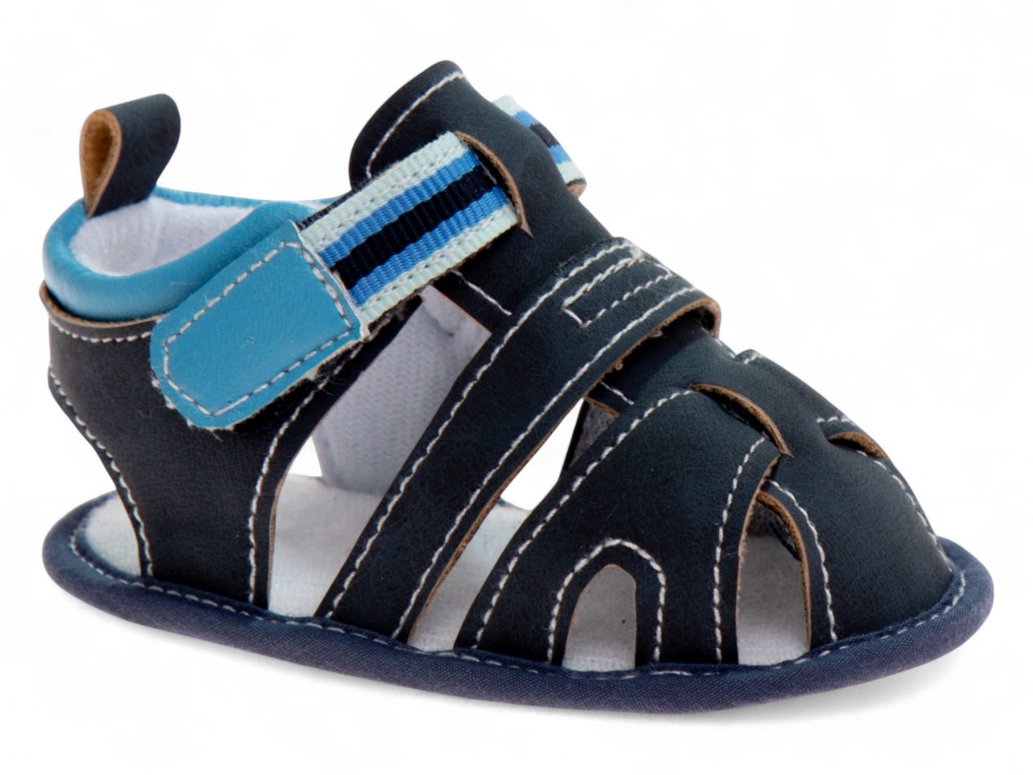Infants Navy Fishernan Soft Sole Sandals